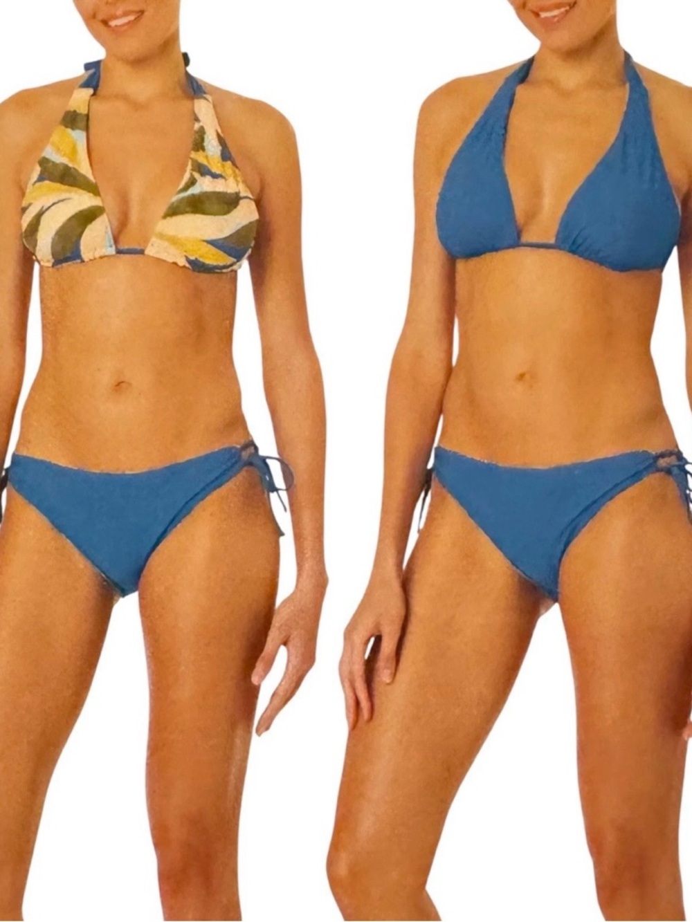 Hurley Reversible Halter Bikini - Blue & Tropical Green Print Size M NWT - Picture 4 of 10
